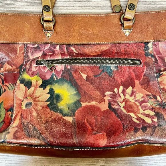 Patricia Nash Bolsena Tote English Mums Multi Brown Earthy Floral Leather Bag - Picture 12 of 12